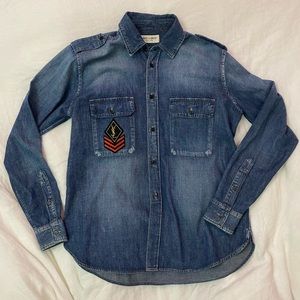 YSL logo denim long sleeve top